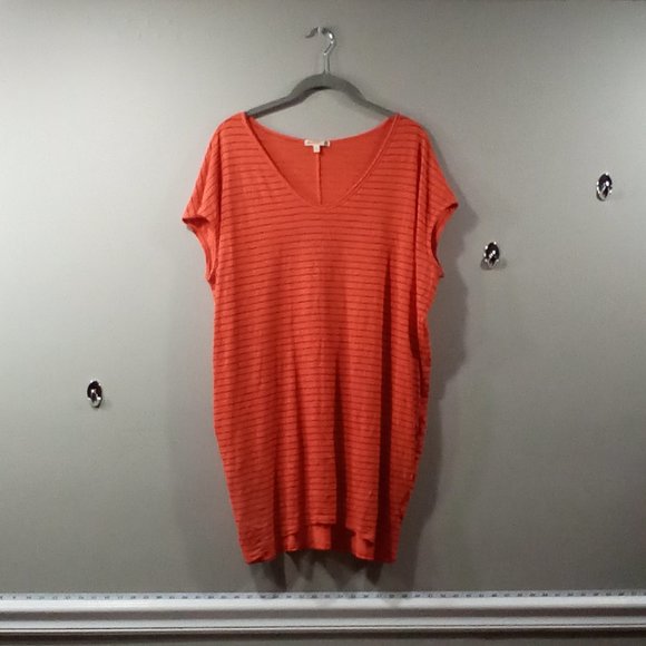 Sundry orange oversized mini dress, black strips, cap sleeves, size 2 - Picture 1 of 6